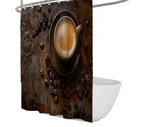 Industrial Rust Texture Shower Curtain Coffee Cup Warm Brown Shower Curtain Waterproof Machine Washable Still Life Bathroom Decor 200 x 220 cm