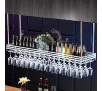 Industrial Rustic Metal Ceiling Bottle Holder - Floating Glass Shelves for Home Restaurants & Bars - Stylish Storage Solution for Wine & Spirits