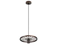 Industrial Rustic Red Pendant Light 30Cm Metal Wheel Shade, Adjustable Hanging Lamp, E27 Base, Vintage Ceiling Light