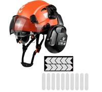 Industrial Safety Helmet hard hat with Visor Ear defenders Muffs Hard Hat Vented OSHA Approved Work Head Protection Certified orange Hardhats for Construction Logging Mining Forestry Cutting