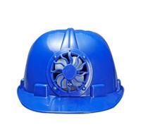 Industrial Safety Helmet with Solar Cooling Fan, Lightweight Construction Worker Hard Hat for Outdoor Work, Adjustable Headband, Vented Design, Blue - Industrial Safety Helmet