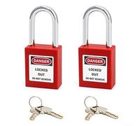 Industrial Safety Lockout Padlocks, Red 38Mm Padlock with Key, Lockout Tagout Locks, for Electric, Hydraulic, Pneumatic Systems