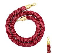 Industrial Safety Nylon Queue Rope with Hooks - 24" Red Crowd Control Barrier for Events Parties Car Shows and Birthdays - & Easy to Use