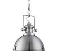 Industrial Satin Silver Ceiling Pendant Light Fitting Lighting Acrylic Diffuser