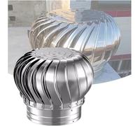 Industrial Scientific Rotating Roofing Wind Turbine 4/8/10/12inch Stainless Steel Turbine Ventilator Vents Cap for Energy Saving Dryer Exhaust Hood for Houses Factory Attic Farm, 304 Stainless Steel(1