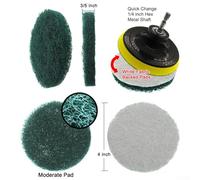 Industrial Scouring Pad 5 Pack, 4 Inch (100mm) Nylon Polishing Pads for Cleaning Showers Bathtubs Sinks Tile Grout, Flocking Backed for Secure Fit on 4" Buffing(Green(240#))