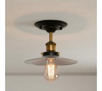 Industrial Semi Flush Light Fitting Metal 22Cm Lampshade E27 Ceiling Lighting Fixture For Indoor Kitchen Dining Room