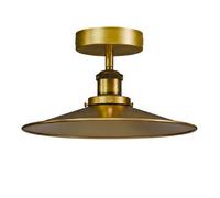 Industrial Semi Flush Mount Ceiling Light 22Cm Lamp Shade With E27 Base Lamp Holder For Living Room Kitchen Bedroom Yellow Brass