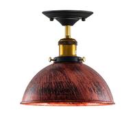 Industrial Semi Flush Mount Ceiling Light E27 Metal Dome Lampshade Pendant Light Fixture For Kitchen Hallway Bedroom