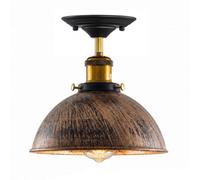 Industrial Semi Flush Mount Ceiling Light E27 Metal Dome Lampshade Pendant Light Fixture For Kitchen Hallway Bedroom