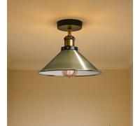 Industrial Semi Flush Mount Ceiling Light With E27 Lamp Holder Metal Cone Shade Easy Fit Lighting Fixtures For Living Room Bedroom