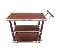 Industrial Serving Cart - 3-Tier & Bar Troly on Wheels with Wine Rack Solid Wood & Metal Design for Tea Beer & Wine - Ideal for Entertaining Guests