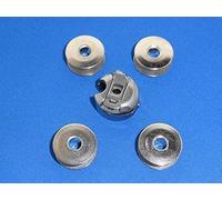 INDUSTRIAL SEWING MACHINE BOBBIN CASE & 4 BOBBINS, WILL FIT BROTHER, JUKI + MORE