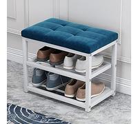 Industrial Shoe Rack Bench with Padded Seat & Metal Shelf 3 Tier Entryway Storage Sturdy Steel Frame for Hallway & Living Room Supports 330 lbs