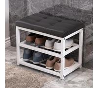 Industrial Shoe Rack with Padded Bench, 3-Tier Metal Shelf, Sturdy Steel Structure, Entryway nizer, Hallway & Living Room Furniture, Holds up to 150kg