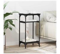 Industrial Side Table Black Oak 40x30x75cm Engineered Wood Steel Frame w/ Shelf