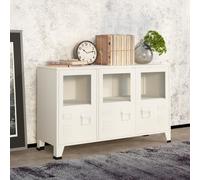 Industrial Sideboard White 105x35x62 cm Metal and Glass Berkfield Home White One Size