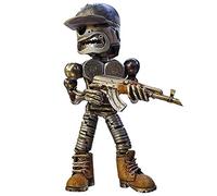 Industrial Skeleton Warrior Resin Figure Sculpture with Gun, Heavy Metal Style Statue Ornaments, Steampunk Art Decor for Home, Bar, Man Cave, or Desktop Decoration Display