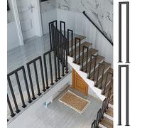 Industrial SLE U-Sd Balusters - Black Square Iron Stairs il Spindles Attic Guardrail Porch & Deck Banister Poles (2 PCS 90cm/35.4inch) for Indoor/Outdoor Use