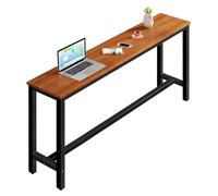 Industrial Sl ar Table, Narrow Breakfast & Dining Table with Metal Legs, Non-Slip Kitchen Pub Table for Small Spaces, 160x40x100cm, Perfect for Patio & Living Room