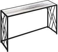 Industrial Slim Console Table Black Metal Geometric Frame Grey Wooden Hall Unit