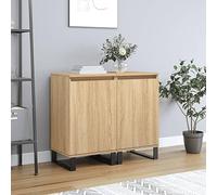 Industrial Slim Sideboard Cupboard with Door & Shelf - Rustic Design Storage for Bedroom and Kitchen, 40x35x70 cm, Set of 2 Units