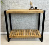 Industrial Solid Mango Wood & Metal Console Table - Bali Collection Downton Interiors Brown L