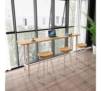 Industrial Solid Wood Bar Table with Metal Base Modern Narrow & Long Design for Pub Patio Kitchen Dining Counter Space-Saving Furniture Rustic Style
