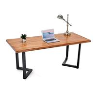 Industrial Solid Wood Computer Desk - Reclaimed Wood Home Office & Game Table with Metal Bracket, Retro Luxury Writing Furniture