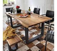 Industrial Solid Wood Dining TableLarge Rectangular Farmhouse Kitchen Table with Metal Legs for 46 PeopleRustic Center Table for Dining Room