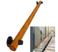 Industrial Solid Wood Stair Railing with Wrought Iron Tube - Bathroom Grab Bar - Ideal for Bars, Lofts, Stairs, and Home Decor - Durable, Stylish, Easy Installation