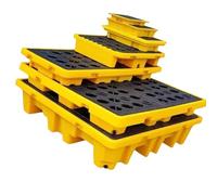 Industrial Spill Containment Pallet, Leak Proof Anti Slip Grid Tray, Stackable Polyethylene, Yellow, 17 Sizes 33.5x33.5x5.5cm-130x130x30cm, 1pcs(49 * 35 * 9cm)