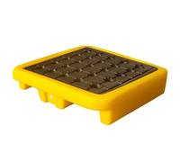 Industrial Spill Containment Pallet Modular Polyethylene Drum Tray with Drain Outlet Oil Tank Spill Platform Heavy Duty Spill Control for Warehouses Chemical Storage Solution