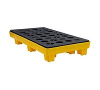 Industrial Spill Containment Pallet with Drain Grating, 120x60x17 CM, Safe Drum Storage Solution for Chemical and Hazardous Material Management