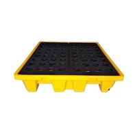 Industrial Spill Containment Pallet with Drain, Yellow 5-Pack, 51.2"x26.8"x6.9", Ideal for Kitchen & Factory Buckets, Heavy-Duty Durable Platform for Safe Liquid Storage