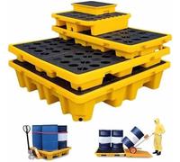 Industrial Spill Containment Pallet with Grating for Oil & Chemical Leak Prevention - Durable and Efficient Storage Solution for Warehouses and Factories, 49 x 35 x 9 cm