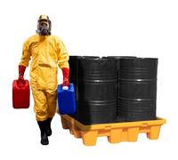 Industrial Spill Containment Platform - Modular Leak-Proof Design with Removable Grating & Drain Outlet for Safe Storage in Warehouses & Garages (Black+Yellow, 66x66x15cm)