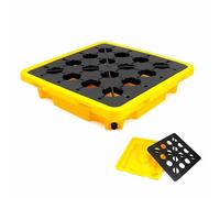 Industrial Spill Containment Platform, Oil Drum Spill Pallet with Drain, Detachable Polyethylene Grating Tray, Heavy-Duty Spill Kit for Safety (50x36x10cm)