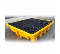 Industrial Spill Containment Platform - Stackable Oil Drum Spill Pallet with Drain, Nestable Detachable Grating, 66x36x12cm, Heavy Duty Spill Tray for Oil & Chemical Safety