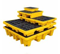 Industrial Spill Containment Platform with Drain, Anti-Slip Leakproof Tray for Drum Storage and Safety