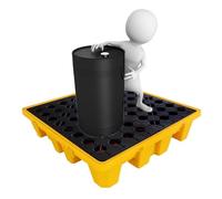 Industrial Spill Containment Platform with Drain, Stackable Grating Pallet for Heavy-Duty Factory and Garage Use