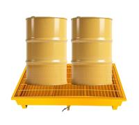 Industrial Spill Containment Platform with Drain & Wheels, Low Profile Metal Design for Leak Control & Safety, Yellow 49.2x25.6x9.4in, Perfect for Hazardous Material Management