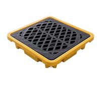 Industrial Spill Containment Tray for Oil Tan - Modular 1 Drum Platform, Low Profile Plastic Pallet with Drain for Laboratories, markets & Basement Sto (67.5x67.5x15 cm)