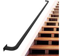 Industrial Square Tube Metal il for Stairs Indoor/Outdoor Wall-Mounted 80cm to 4m Black Wrought Iron Railing Stair Safety Bar& Stylish