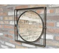 Industrial Square Wall Mirror Antique Bronze with Metal Frame, 49 cm, Tilt Function.