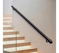 Industrial Stair Handrail Metal Hand Railing Wall Staircase Banister Rail | 1m 2m 3m 4m 5m 6m Wall Balustrade Foot Rail Safty Support Rod, Black Non-Slip(9.2ft/280cm)