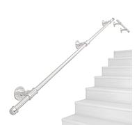 Industrial Stair Handrail Wall Mounted Iron Railing with Support Brackets Available in Gold Silver Black White Yellow 1.6ft (50cm) Passamano for Safety