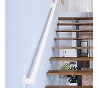 Industrial Stair Handrails Railing, Metal Hand Rails for Indoor Stairs Wall Mount Staircase Banister 1ft-20ft Pipe Stair Handrail for Steps Black Stairway Railing for Out,White 11.