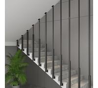 Industrial Stair il Kit Black (1 Pack) Indoor Balcony Railing with Anti Slip Grip Wrought Iron Railings & Step Fencing (I Sd Fixing 30cm)