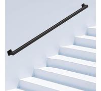 Industrial Stair il, Wall-Mounted Black Baluster, Galzed Pipe Indoor Staircase Railing, Support for 480mm Width Stairs, Durable Safety Solution for Home.